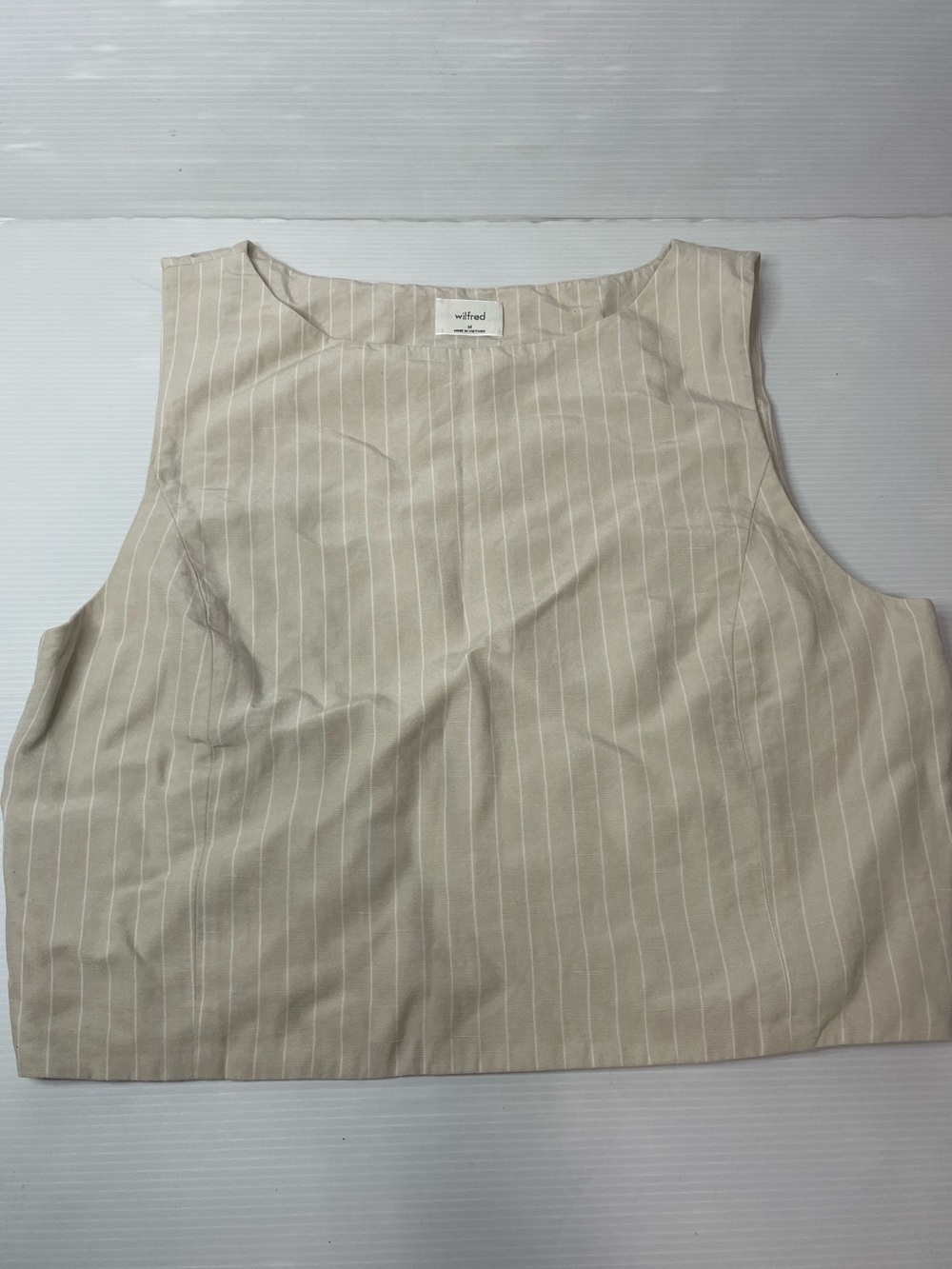 Wilfred Beige Pinstripe Cropped Tank Top